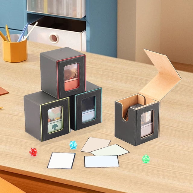 Card Deck Box, Separable Card Storage Case with Magnetic Closure, Made of PU Leather Scratch Resistant for 100 Game Cards