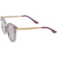 thumbnail image 3 of Women's Oversize Horn Rimmed Cat Eye Sunglasses Round Mirrored Lens 54mm (Purple Marble / Silver Mirror), 3 of 4