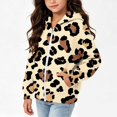 thumbnail image 2 of Abcomgle Leopard Print Zip Up Hoodies for Girls Kids Cute School Jacket for Girls Fleece Full-Zip Hoodies for Teen Girls Casual Hooded Sweatshirt for Teen Girls with Pockets, 2 of 7