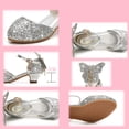 thumbnail image 3 of Kids Girls Dress Sandals Size 4-12T Big Girls' Sandals Back Butterfly Low Heel Dress Shoes for Latin Tango Dance Wedding,Pink,Big Girls 12.5 Years, 3 of 3