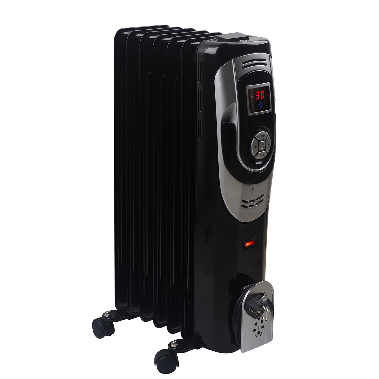 Optimus Digital 7 Fins Oil Filled Radiator Heater with Timer Walmart