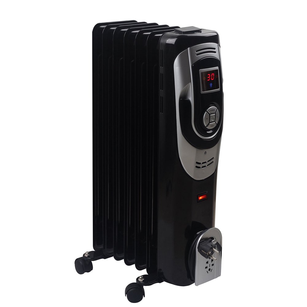 Optimus Digital 7 Fins Oil Filled Radiator Heater with Timer Walmart