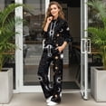 thumbnail image 3 of Xixirimido Cocmic Moon Stars Starry Night Print Women's Sweatsuits 2 Piece Outfit Fall Fashion Airport Lounge Sets Long Sleeve Sweatshirt Wide Leg Sweatpants Plus Size Tracksuit, X-Small, 3 of 7
