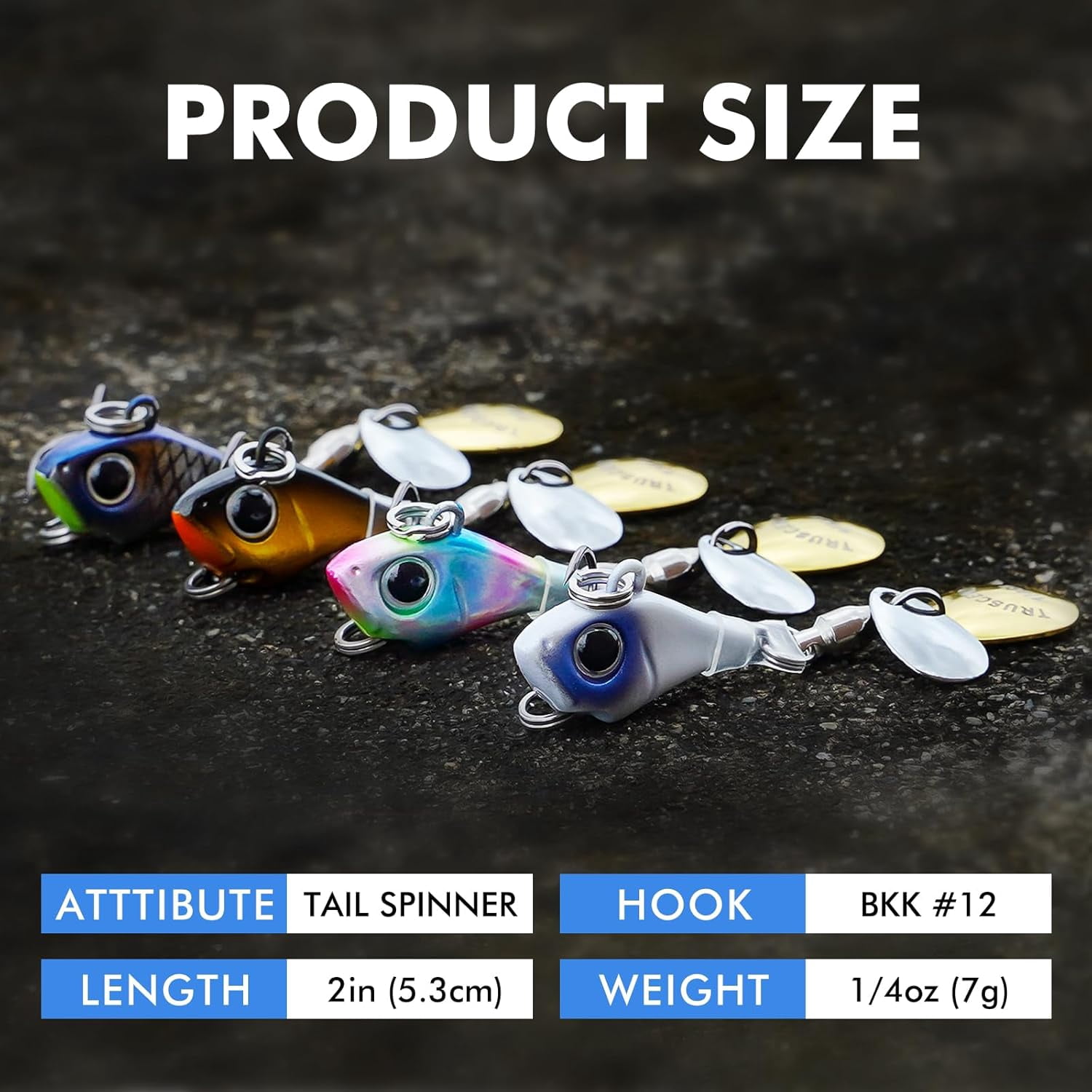 TRUSCEND Vibespinner Lures with BKK Hooks – Easy Catch: 4 Actions (Vibrate/Swim/Flash/Jig) for More Bites, Longer Cast Search Bait – Jigs for Bass, Crappie, Trout– Ideal for Family Fishing