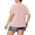 thumbnail image 4 of DARING DIVA Women's Plus Single Breasted Short Sleeve Floral Tops 1X Pink, 4 of 6