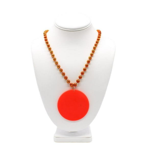 33" 7mm Metallic Orange Bead Necklace with 2.5" Orange Disc (Dozen)