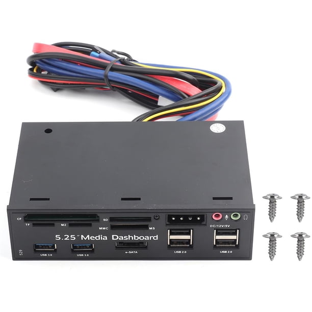 Panel Multifunción Frontal De 5,25 "Usb3.0 Hub Media Dashboard Pc Lector De Tarjetas Interno Vogacara EL006885-00