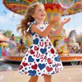 thumbnail image 4 of TOWED22 Girls July 4th Dress Red White Blue Star Toddler Patriotic Outfit American Flag Sundress(Brick Red,4-5 Y), 4 of 5