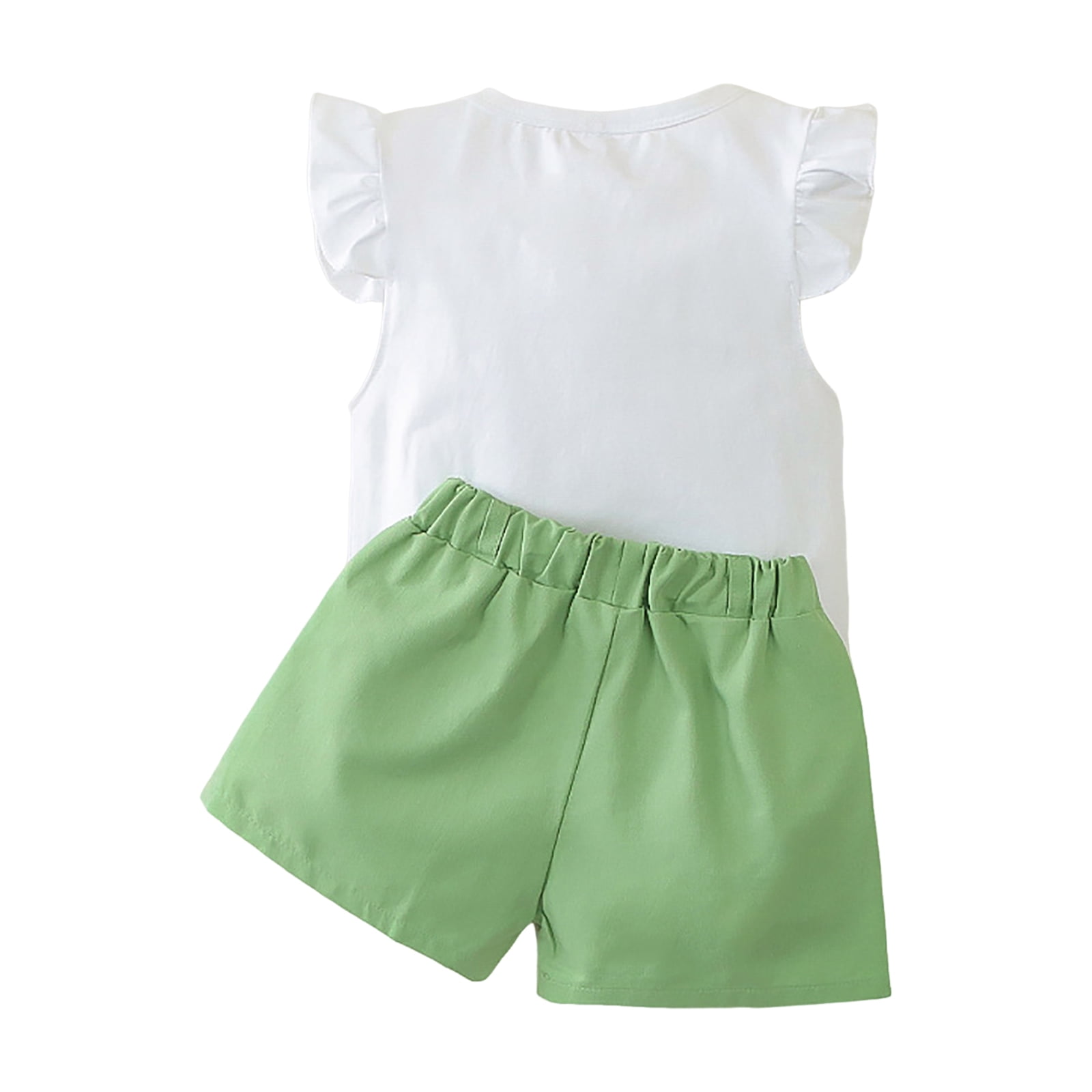 Zshosam Baby Girl Clothes Summer Girl Clothes Ruffled Tank Top Ruffled Shorts Girls' Summer Outfit Set Size 2T 3T,(Green 2-3 Years)