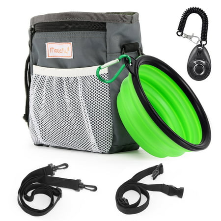 Magicfly Dog Treat Traning Pouch Bag with Collapsible Pet Bowl & Dog Clicker, Adjustable Belt With Dog Treat Pouch