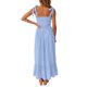 thumbnail image 5 of SAYOO - Vestido midi de verano para mujer, informal, con tirantes finos, sin mangas, de talle alto, fluido, línea A, largo SAYOO Estilo de ocio, 5 of 6