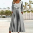 thumbnail image 2 of Young Adult Dresses Women's Solid Color Long Sleeved Button Pleated Dress S-2XL Gift for Her, 2 of 7