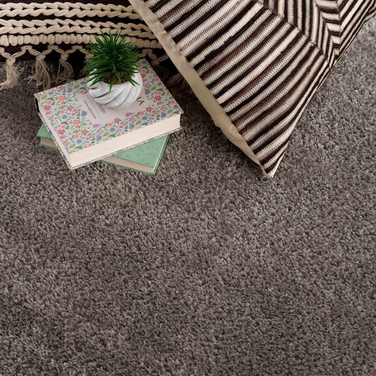 Hauteloom Heavenly Solid Shag Area Rug for Living Room Bedroom - High Pile Fluffy Carpet - Soft Shaggy Cozy Plush Rug - Grey, Dark Gray - 2' x 3'