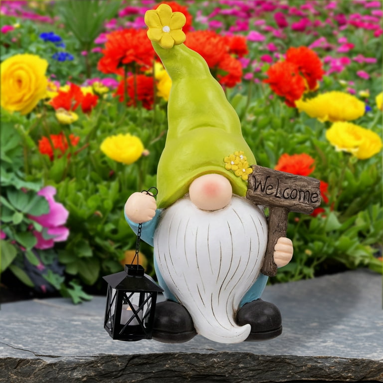 Northlight Welcome Gnome with Lantern Outdoor Garden Statue