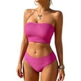 thumbnail image 2 of 2 Piece Bikini Set Tummy Control Strapless Swimsuit High Waisted Smocked Bandeau 2026 Summer Beach Swim Bathing Suits, S, 2 of 6