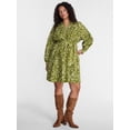 thumbnail image 2 of Terra & Sky Women's Plus Cotton Balloon Sleeve Tie Waist Tunic Dress, Sizes 0X-5X, 2 of 5
