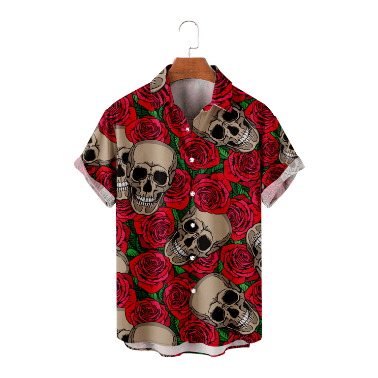 Grateful Dead And Rose All Over Print 3D Hawaiian Shirt - Black