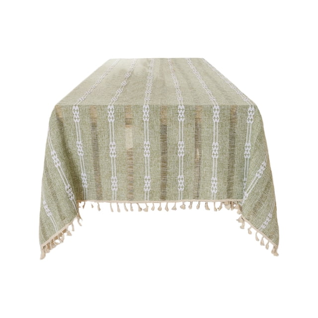 Birdeem Elegant Jacquard Tablecloth With Tassels, 55x36 Inch Decorative Boho Rectangular Table Cover for Dining Room, Kitchen, Parties, Washable Polyester Fabric