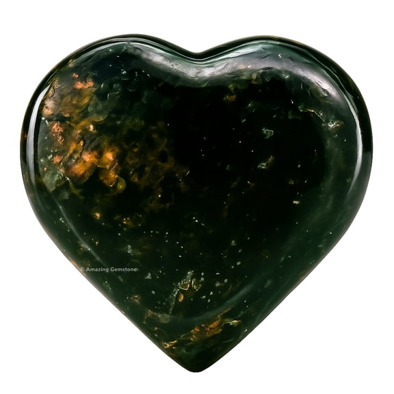 Nuummite Stone Heart - Pack of 2 Crystal Heart - Pocket Massage Worry Stone