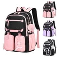 thumbnail image 3 of FUZHIQ School Backpack for 4th 5th 6th 7th Grade, Bow Decor Bookbag with Plush Ball Pendant & Multi Pockets, Lace-up Detail Elementary Middle School Backpack, Black, 3 of 4