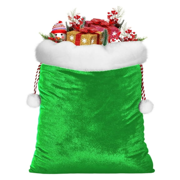 Christmas Gift Bag, Drawstring Gift Bag, Santa Claus Red Velvet Gift Packaging Backpack, Holiday Gift Storage Bag for Home Decoration and Christmas Celebration