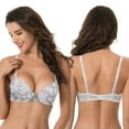 thumbnail image 3 of Curve Muse Women's Plus Size Perfect Shape Add 1 Cup Push Up Underwire Bras-2PK-Dapple Grey Print,Cream-34DDD, 3 of 7