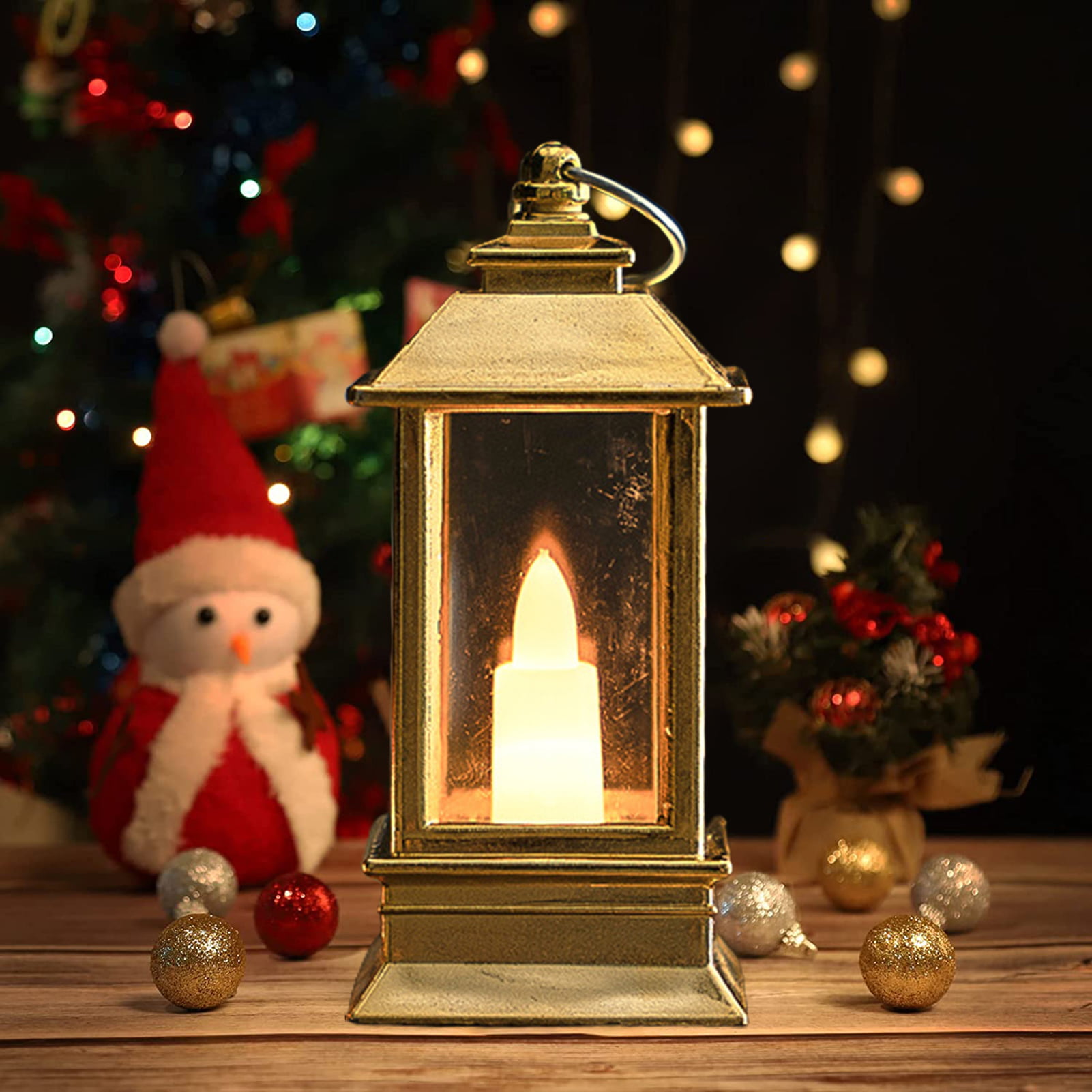 5 Vintage Style Decorative Fire Lantern, Flame Effect LED Lantern (Black)  Indoor Lanterns Decorative, Outdoor Hanging Lantern, Xmas Decorative