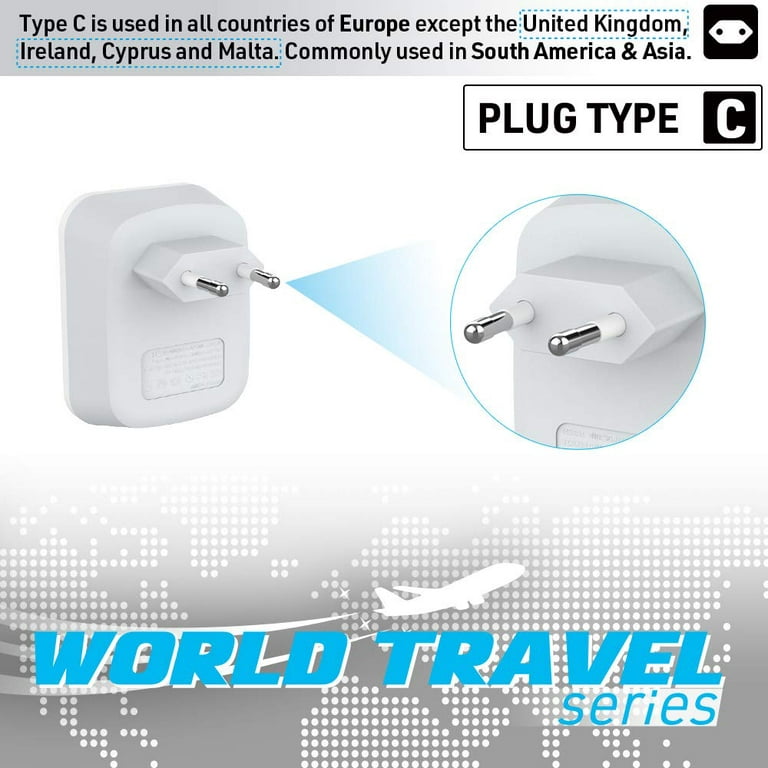 European Plug Adapter, LENCENT International Travel Power Plug with 2 AC  Outlets&3 USB Ports &1 USB C, US to Most of Europe EU Italy Spain France
