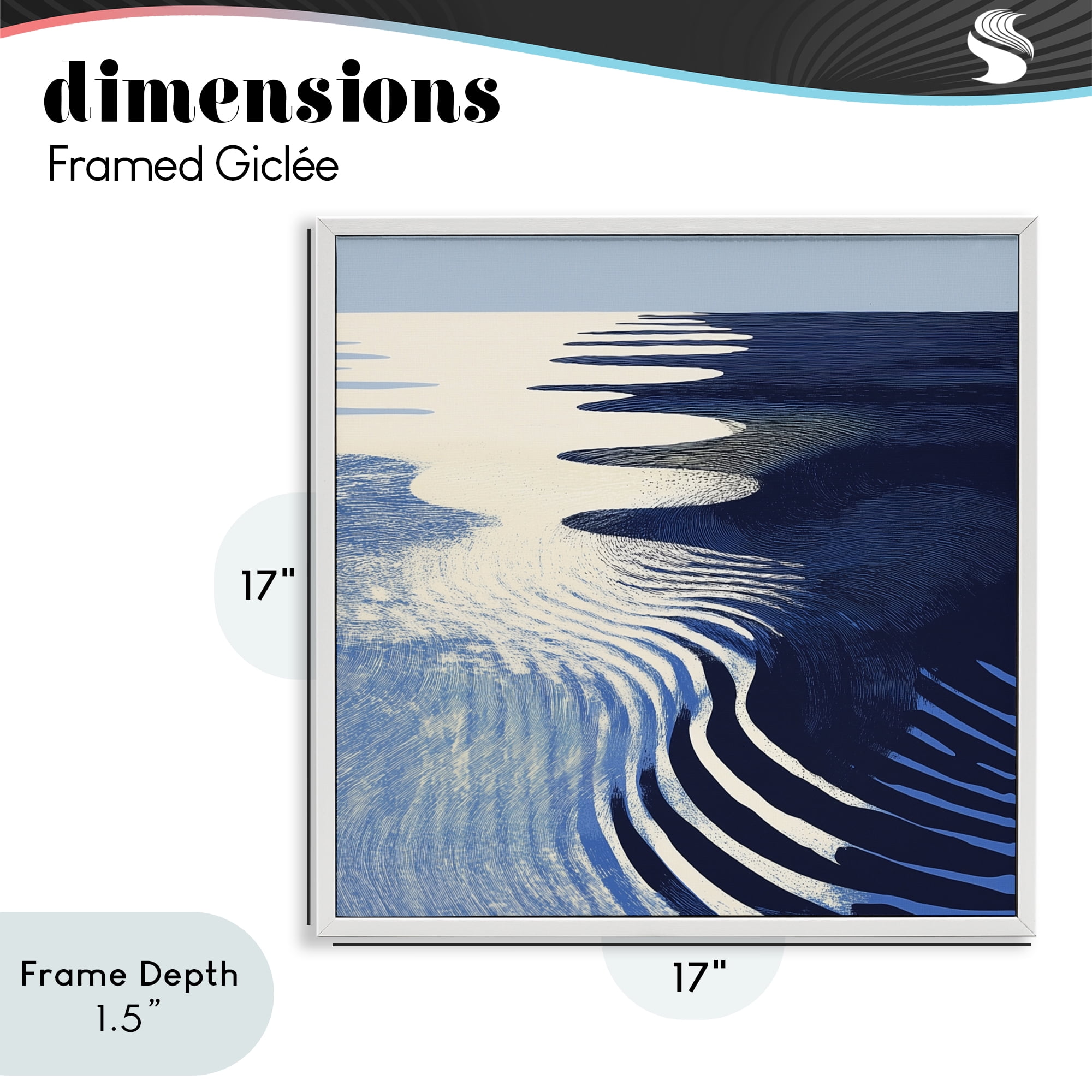 Stupell Industries Abstract Cobalt Ripples White Framed Giclee Art, design by Walker Noble