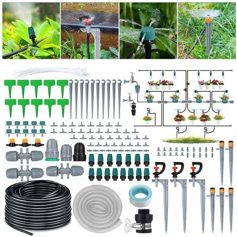 Kit d'irrigation Jardin DIY, 40M+2M 154PCS Kit arrosage automatique, arrosage goutte à goutte Automatique Irrigation, Système d arrosage, pour terrasse, serre, pelouse, parterre de fleurs