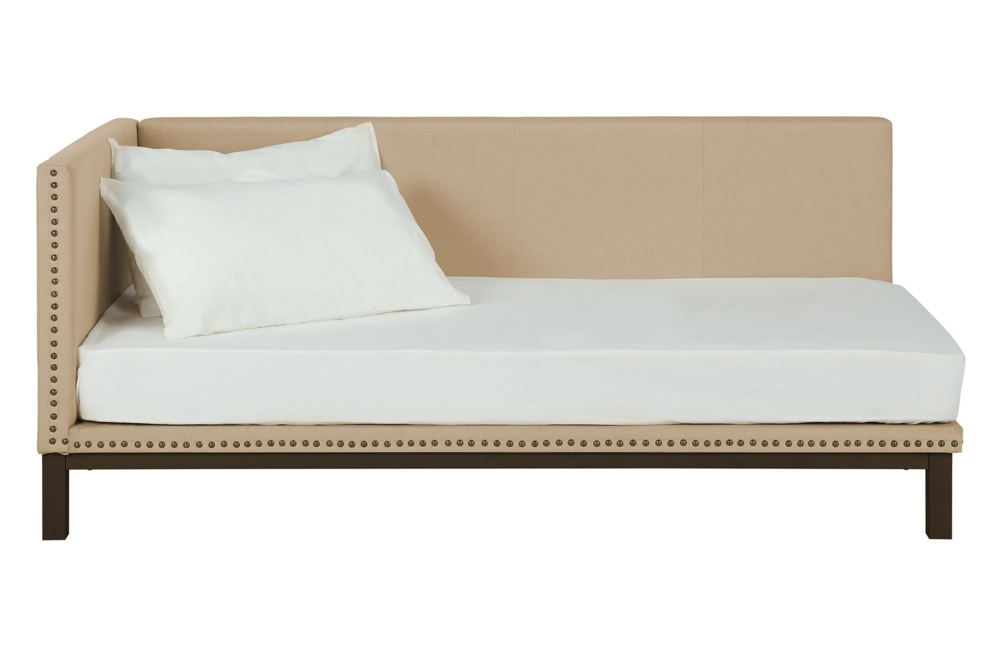 DHP Mid Century Upholstered Modern Daybed Twin Tan Linen