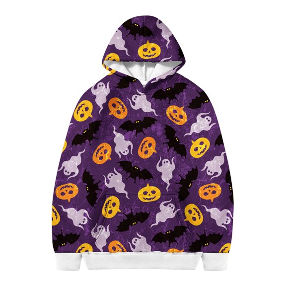 CUZIBR Toddler Baby Girls Halloween Baggy Hoodies Oversized Ghost Pumpkin Bat Graphic Pullover Sweatshirt With Pocket Long Sleeve School Casual Daily Lovely Fall Winter Tops,Purple,3-4 Years