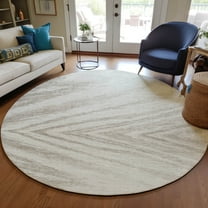Addison Rugs Chantille Indoor/Outdoor Transitional Modern Ivory Washable Round Rug, 8' x 8'