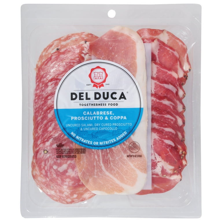 Del Duca Gourmet Deli Selection Calabrese Salame, Prosciutto, Capocollo, 6  oz