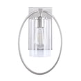 thumbnail image 5 of Aspen Creative 62709-09-1, 1-Light Wall Sconce / 8-1/4" W x 12-1/2" H x 5-3/4" E, Satin Nickel Finish w/ Clear Glass, Bulb Not Included, 5 of 8