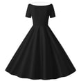 thumbnail image 6 of Zpanxa Girl Dress Girl's Twirly Skater Dress Solid Stretch Short Sleeve Turndown Collar School Recital Dresses Black 11 Years, 6 of 6