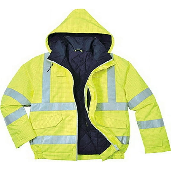 Portwest US773 Bizflame Rain Hi-Vis Antistatic FR Bomber Jacket Yellow, XX-Large