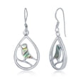 thumbnail image 1 of Nature Bird Abalone Shell/Mother of Pearl Sterling Silver Pear-Shaped Dangling Earrings for Bird Lovers, Women, or Teens, 1 of 5