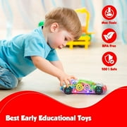 JoyABit Light up Transparent Toy Car for Kids - 8” Battery Operated Mechanical Colorful Race Car W Batteries included