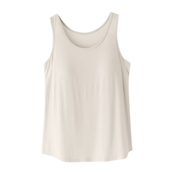 BLVB Womens Tank Top with Built in Bra Flowy Camis Sleeveless Scoop Neck Pajama Tank Tops Workout Yoga Lounge Sleep Shirts