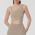 thumbnail image 5 of Wang6 One Shoulder Cropped Tank Tops Trendy Wireless Workout Longline Bras Seamless Running Gym Yoga Tops Khaki L, 5 of 6
