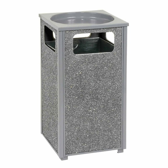 Stone Panel Trash Sand Urn, 13-1/2" Square X 32"H, Gray