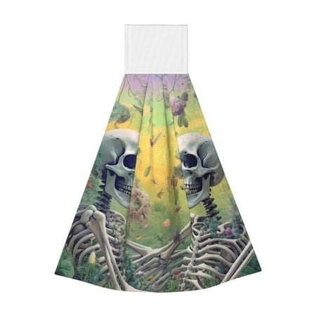 

Coaee Flower Butterfly Skull Couple for Fast Absorbent Hanging Towels with Velcro for Kitchen Bathroom Laundryroom