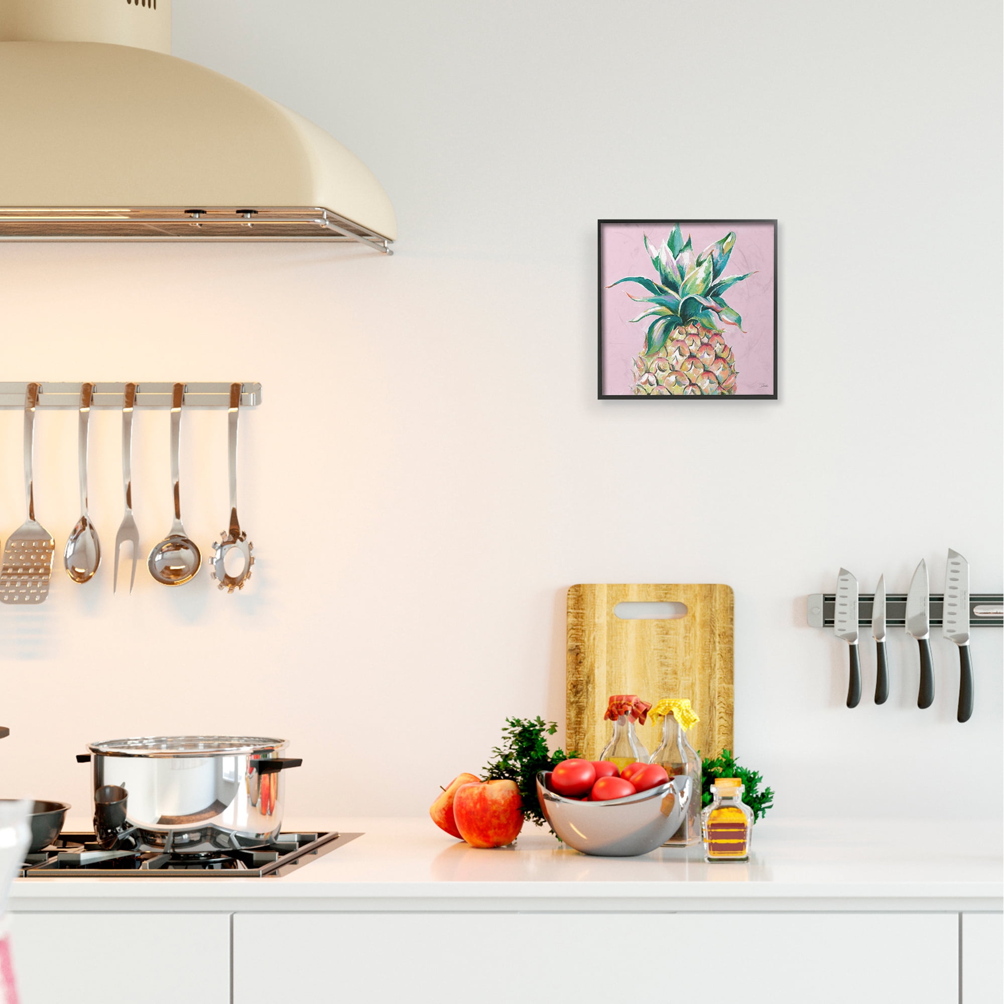 Stupell Industries Cropped Pineapple Composition Pink Color Pop Black Framed by Patricia Pinto