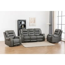 Ilyiano Two Tone Faux Leather Three-PC Livingroom Reclining Set In Gray