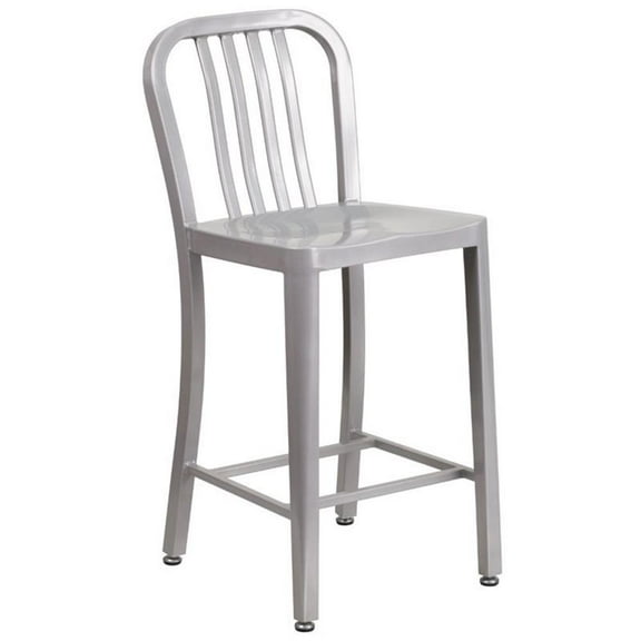 Bowery Hill 24" Metal Counter Stool in Silver