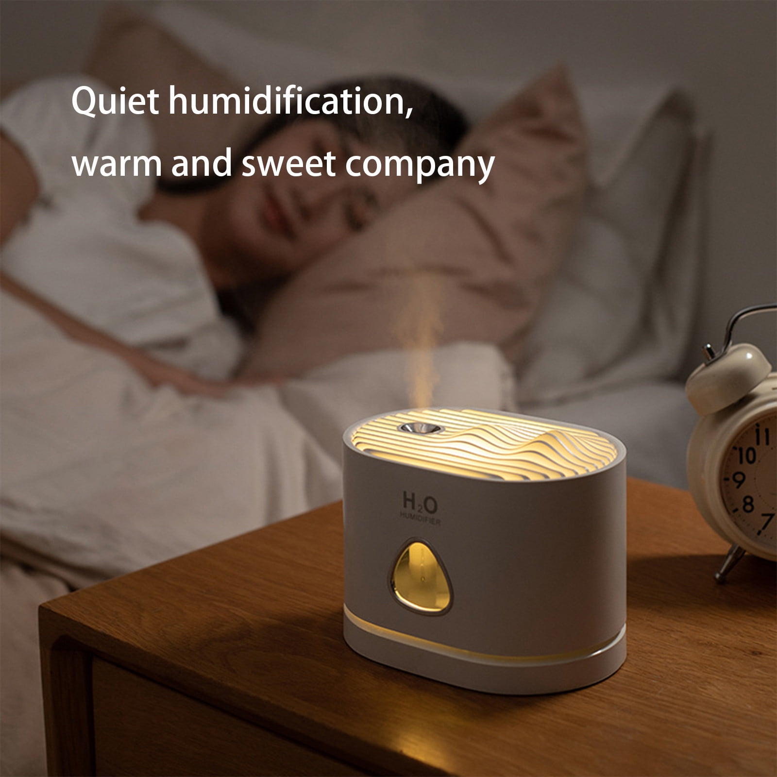 Blasgw Cool Mist Humidifiers For Babies, 460ML Quiet And Small Humidifier For Bedroom Nightstand, Mountain View, Space Saving, Auto Shut Off With LED Night Light White