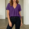 thumbnail image 5 of Dvprdro Womens Cotton Linen V Neck Short Sleeve Tops Summer Casual Solid Light weight Blouses Tees, 5 of 10