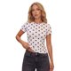 thumbnail image 2 of Camiseta de verano para mujer, estilo casual, corte ajustado, con estampado de lunares, cuello redondo y manga corta., 2 of 9