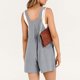 thumbnail image 5 of Mono corto de lino con tirantes ajustables para mujer, estilo informal de verano - Corte holgado, cuello cuadrado, 5 of 7